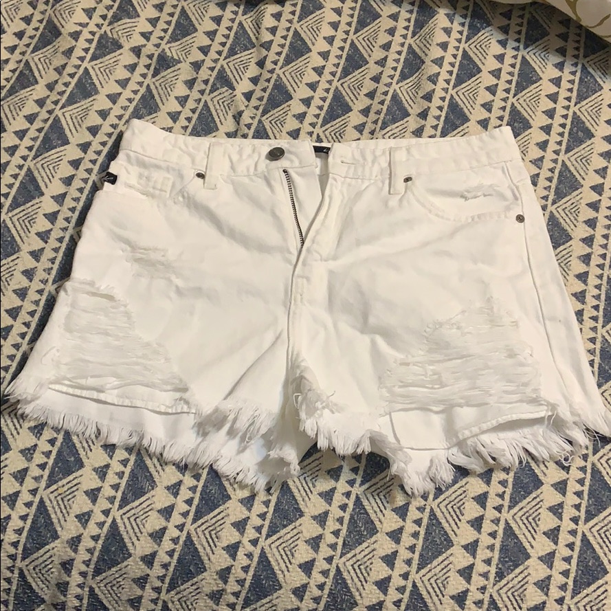 Kancan White Distressed Shorts.